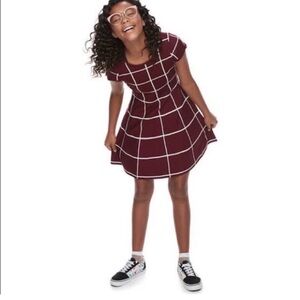 My Michelle Burgundy‎ White Checkered Kids Dress Size Small